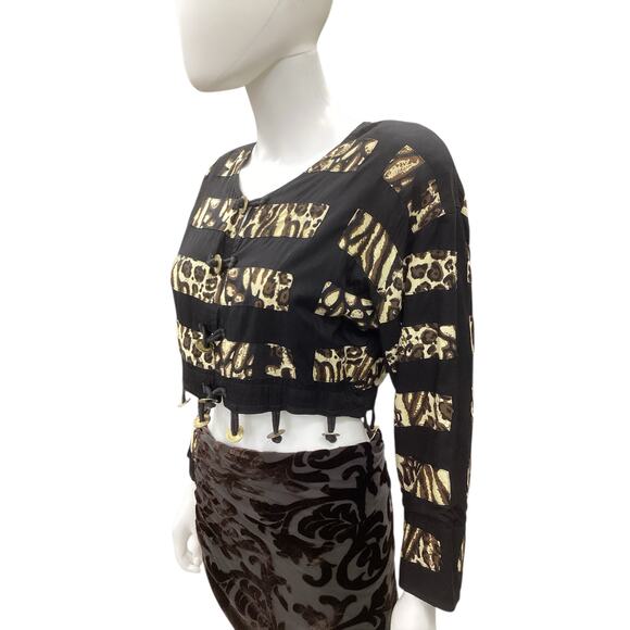 Vintage Nativewear Designs Blazer Women’s SZ S Petite Cropped Animal Print Coins - Picture 2 of 6